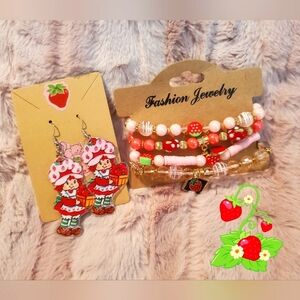 🍓Strawberry Shortcake Earrings & Bracelet Bundle